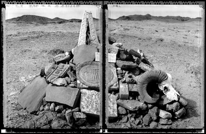 Nomadic Mongolia #2ab, Ovoo, Gobi Desert, Shamanistic and Geographic Marker, 2002