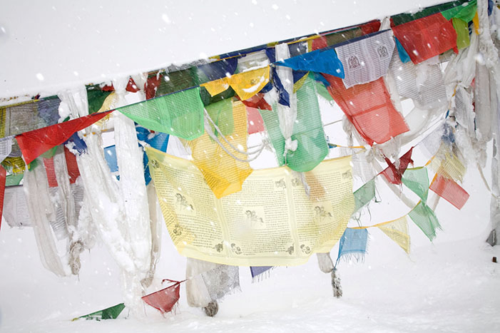 Tibet Revisited #5, Snow on Prayer Flags, Mount Everest Basecamp, 2007