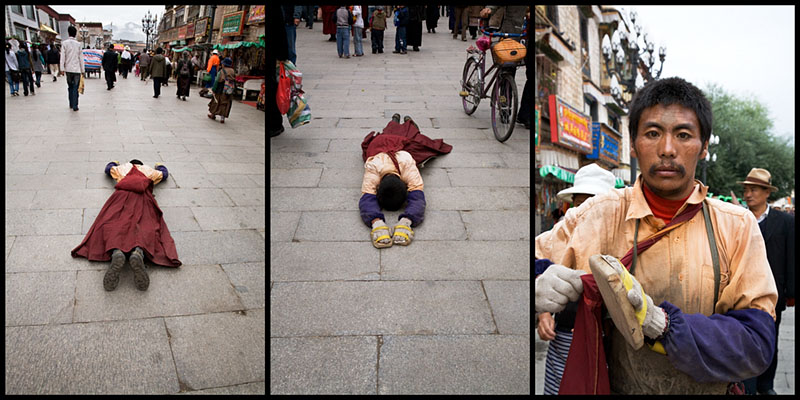 Tibet Revisited #7, Prostrating Pilgrim Paying Homage to Buddha and the Guardian Deities, 2007
