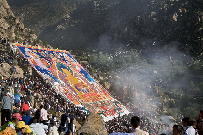 Tibet Revisited #8, Shotan Festival Drepung Monastery, Once a Year Unfurling of the Massive Thangka, 2007